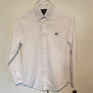 Ralph Lauren White Button-Down Shirt with Navy Embroidered Crest